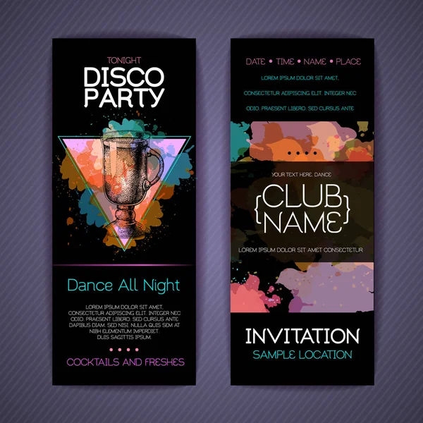 Disco cocktail party corporate identity templates. Disco background — Stock Vector