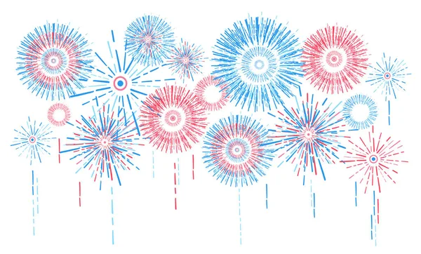 Fuochi d'artificio delle feste vettoriali. Giorno di indipendenza dell'America — Vettoriale Stock