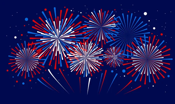 Fuochi d'artificio delle feste vettoriali. Giorno di indipendenza dell'America — Vettoriale Stock