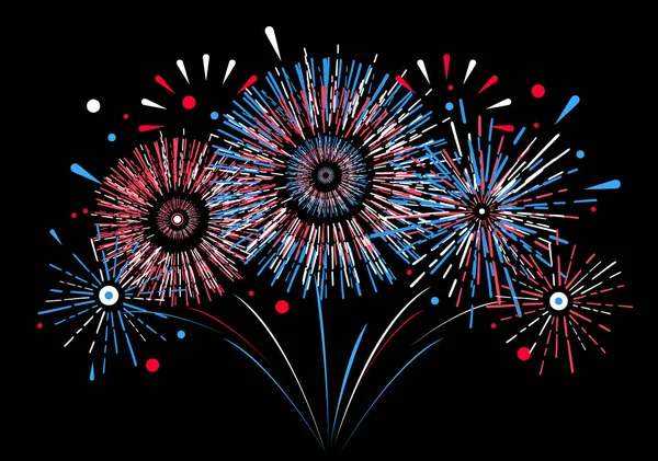 Fuochi d'artificio delle feste vettoriali. Giorno di indipendenza dell'America — Vettoriale Stock