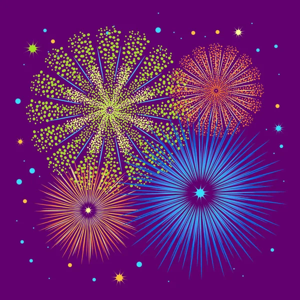 Fuegos artificiales de vacaciones vectoriales. Día de la Independencia de América — Vector de stock