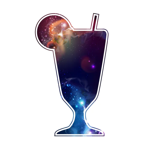 Açık alan, evren, starfield ve nebula içinde kokteyl siluet — Stok Vektör