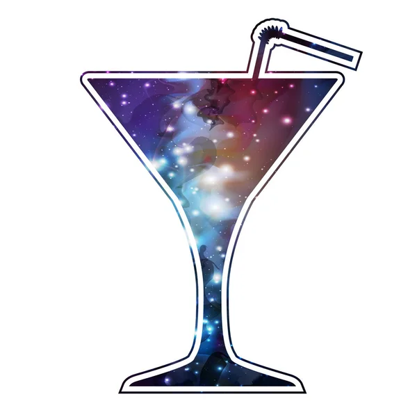 Koktejl silueta s otevřený prostor, vesmír, pole hvězd a mlhoviny uvnitř — Stockový vektor