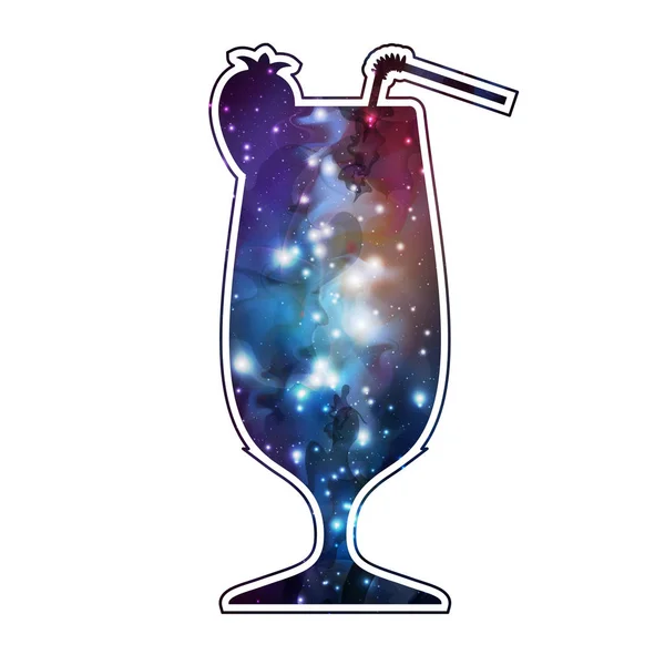 Cocktail siluett med öppna ytor, universum, rymdfärd och neb — Stock vektor