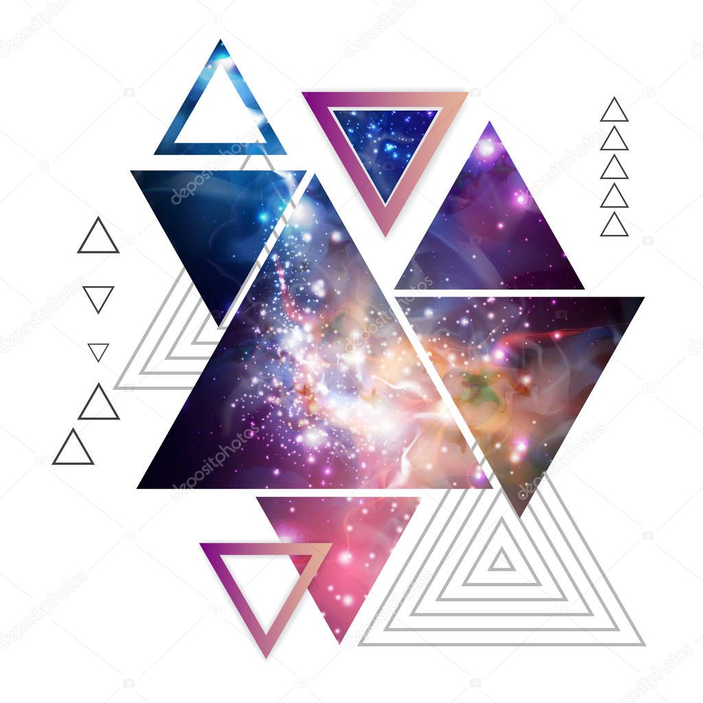 Abstract hipster polygonal triangle background with open space inside.