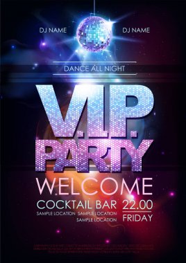 Disko topu arka plan. Disko V.I.P. parti poster açık alan arka plan üzerinde