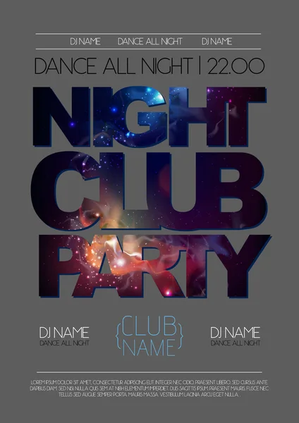 Disco night club affisch på öppet utrymme bakgrund — Stock vektor