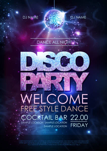 Tło kulę. Disco party plakat na otwartej przestrzeni tła — Wektor stockowy