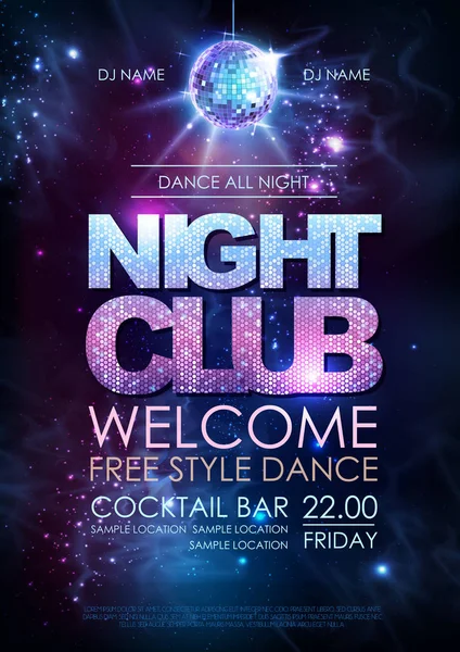 Discokula bakgrund. Disco night club affisch på öppet utrymme bakgrund — Stock vektor