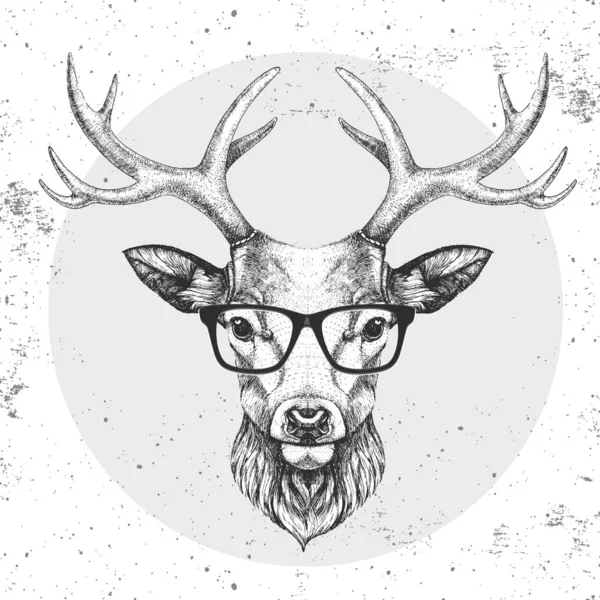Zvířecí jeleni hipsteři. Ruční kresba Tlama jelena — Stockový vektor