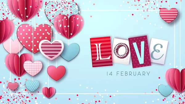 Feliz día de San Valentín fondo con corazones de amor . — Archivo Imágenes Vectoriales