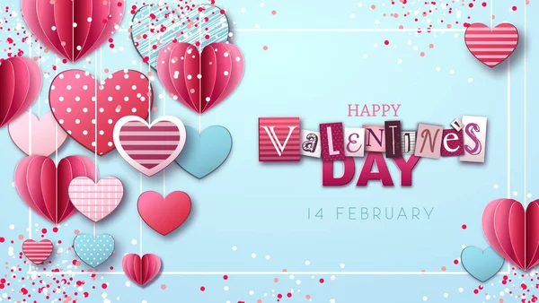 Feliz día de San Valentín fondo con corazones de amor . — Archivo Imágenes Vectoriales