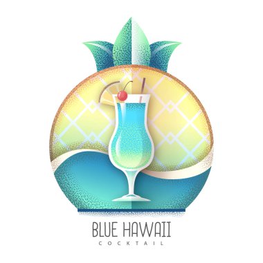 Pina colada kokteyl ikonunun vektör çizimi. Kumlu doku tasarımı