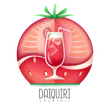Daiquiri kokteyl ikonunun vektör çizimi. Kumlu doku tasarımı