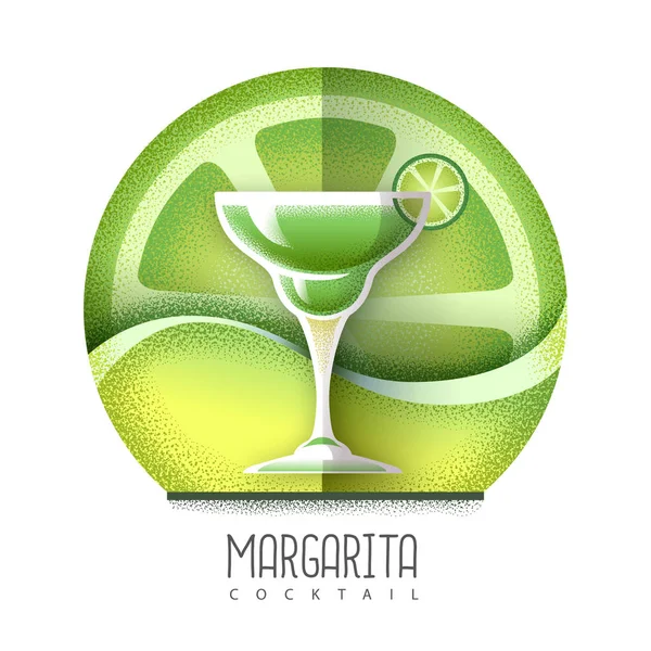 Ilustración vectorial del icono del cóctel de margarita. Diseño de textura granulada — Vector de stock