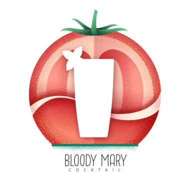 Bloody Mary kokteyl ikonunun vektör çizimi. Kumlu doku tasarımı