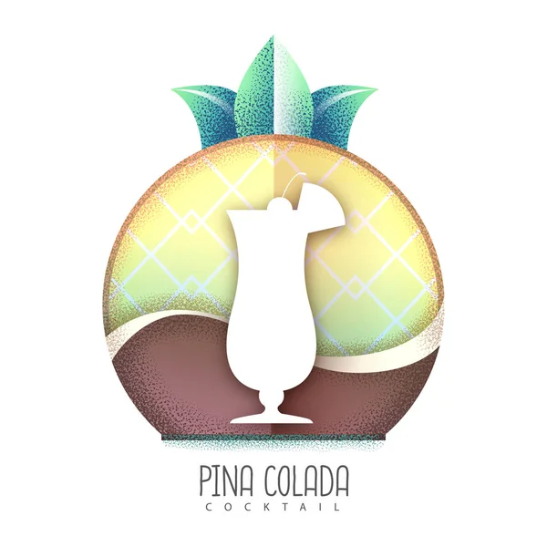 Illustrazione vettoriale dell'icona del cocktail pina colada. Struttura granulosa — Vettoriale Stock