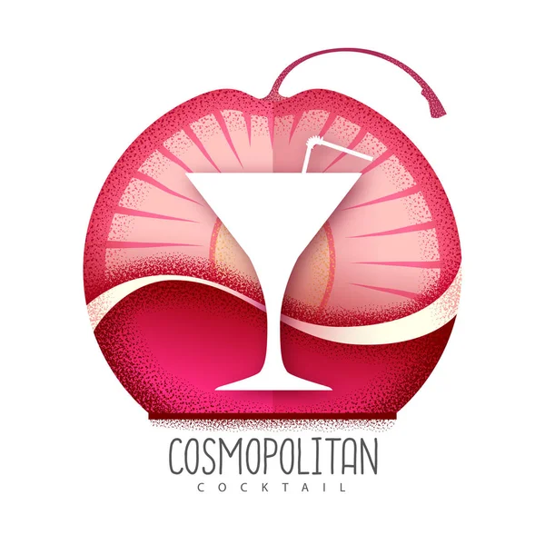 Vektorillustration der kosmopolitischen Cocktail-Ikone. körniges Texturdesign — Stockvektor