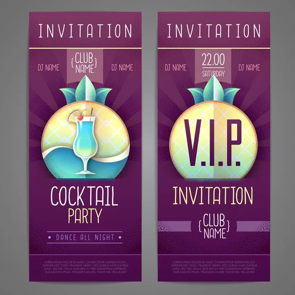 Inbjudan design. Cocktail disco party affisch. Grainy textur vektor illustration — Stock vektor