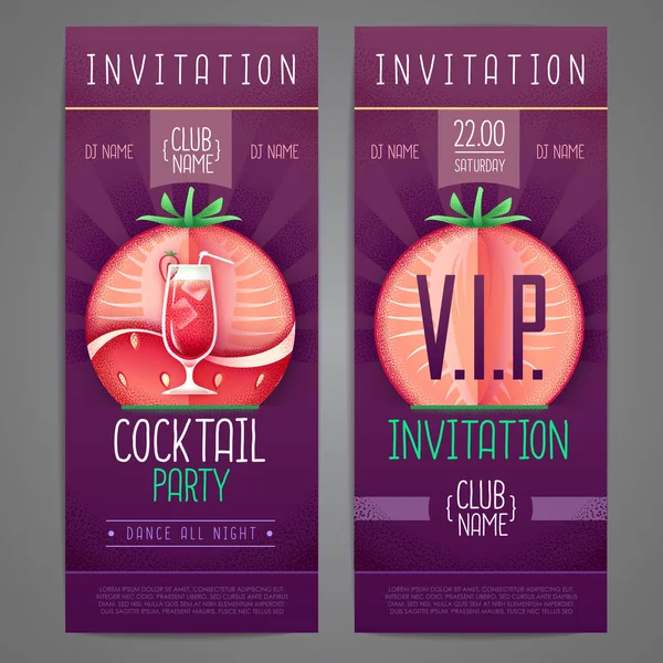 Convite de design. Cartaz de festa de discoteca de cocktail. Ilustração vetorial de textura granulada — Vetor de Stock