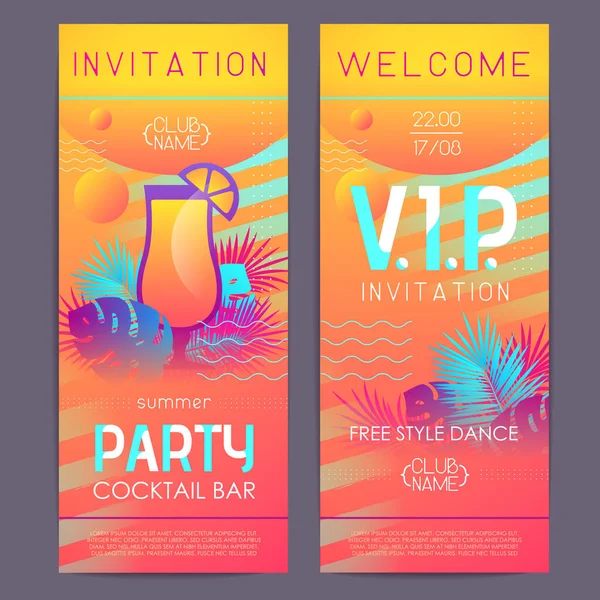 Cartaz Festa Disco Verão Com Plantas Tropicais Elementos Geométricos Modelo — Vetor de Stock