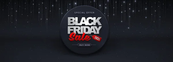 Black Friday Sale Banner Auf Discokugel Abstrakten Dunkelschwarzen Hintergrund — Stockvektor