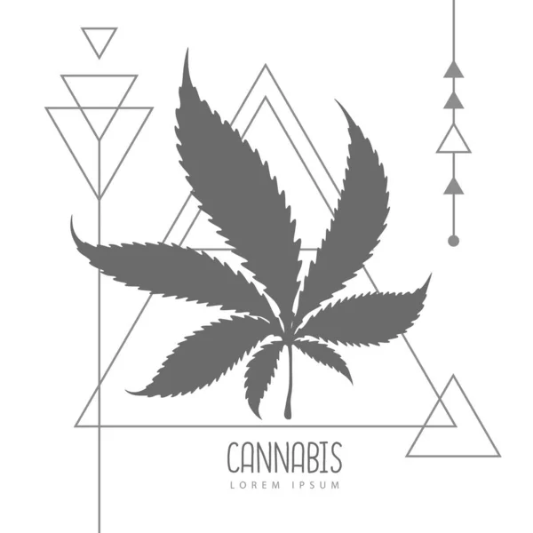 三角背景下的大麻叶轮廓 — 图库矢量图片