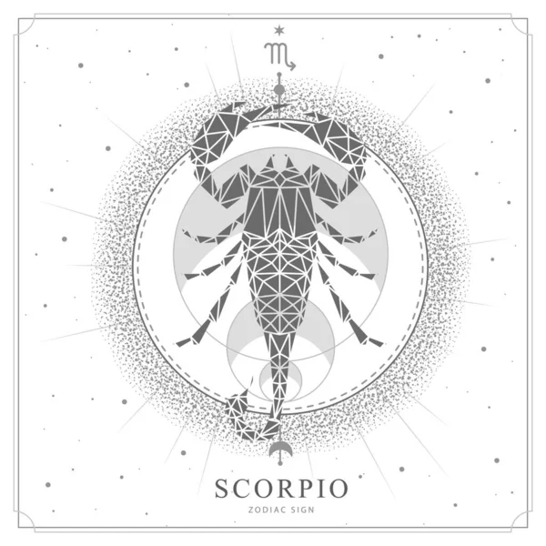 Carte Sorcellerie Magique Moderne Avec Astrologie Scorpion Signe Zodiaque Illustration — Image vectorielle