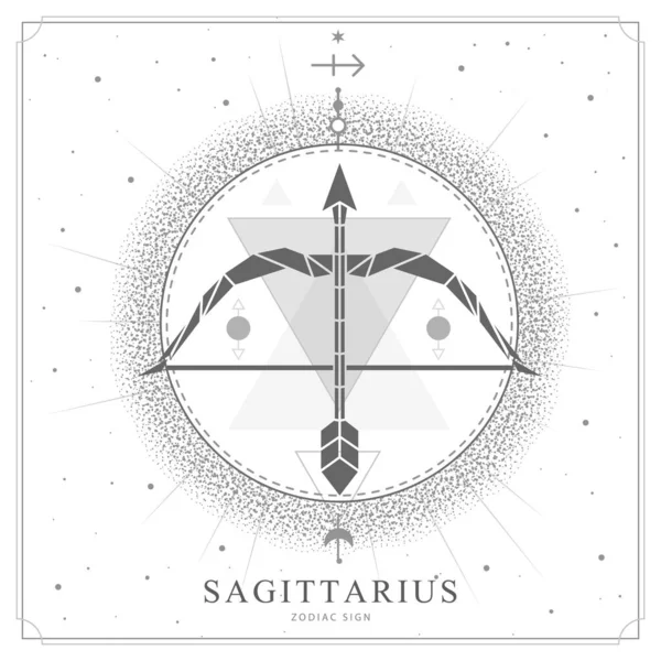 Çokgen astroloji, yay burcuna sahip modern büyü büyücülük kartı. Çokgen Yay ve Ok çizimi