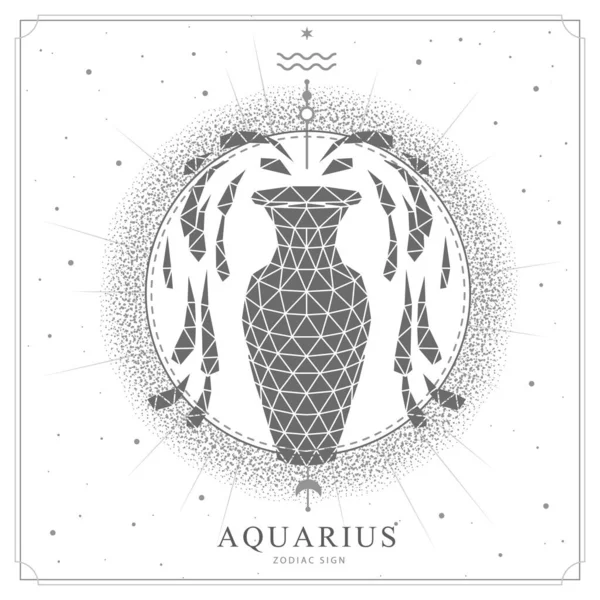 Magia Moderna Bruxaria Cartão Com Polígono Astrologia Aquarius Signo Zodíaco — Vetor de Stock