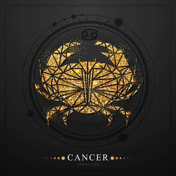 Astrolojisi Altın Kanser Burcuyla Modern Büyü Kartı Siyah Arkaplanda Altın — Stok Vektör