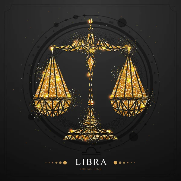 Modern Magi Trolldom Kort Med Gyllene Astrologi Libra Zodiac Tecken — Stock vektor