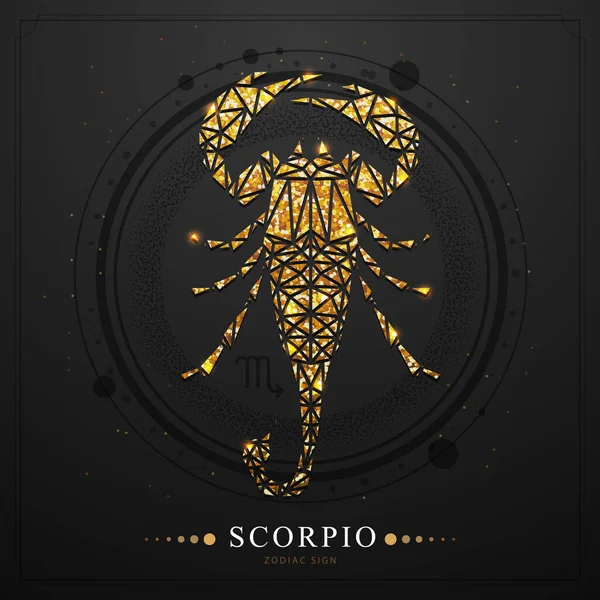 Nowoczesna Magiczna Karta Astrologicznym Złotym Znakiem Zodiaku Skorpiona Złoty Skorpion — Wektor stockowy