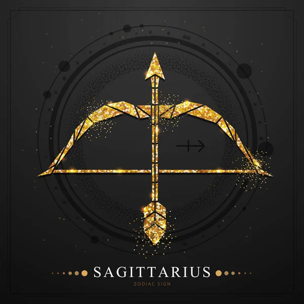 Modern Magic Witchcraft Card Polygonal Astrology Golden Sagittarius Zodiac Sign — Stock Vector