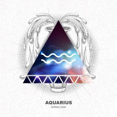 Astrolojili modern büyü kartı. Kova burcunun işareti.