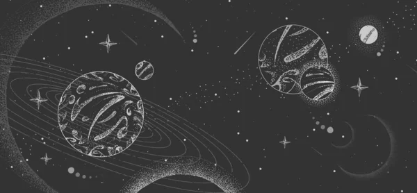 占星術の背景のベクトルイラスト 宇宙と惑星 — ストックベクタ