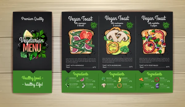 Dibujo Tiza Diseño Menú Vegetariano Con Tostadas Veganas Sándwiches Menú — Archivo Imágenes Vectoriales