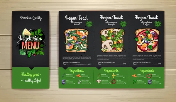 Dibujo Tiza Diseño Menú Vegetariano Con Tostadas Veganas Sándwiches Menú — Archivo Imágenes Vectoriales