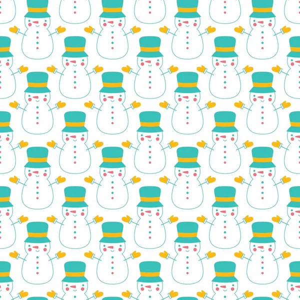 Holiday seamless vector pattern with cartoon snowmen Royalty Free Stock Vectors
