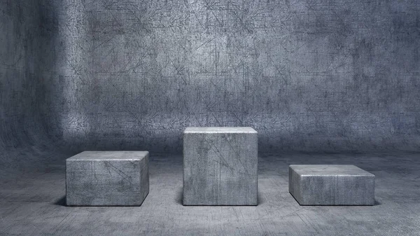 Kazanan kazanır. Podyum ve arka plan çizikli metalden yapılmış. 3d hazırlayıcı
