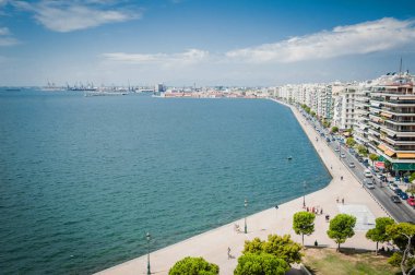 Bay Selanik şehir Yunanistan, yatay yüksek ob görünümünden