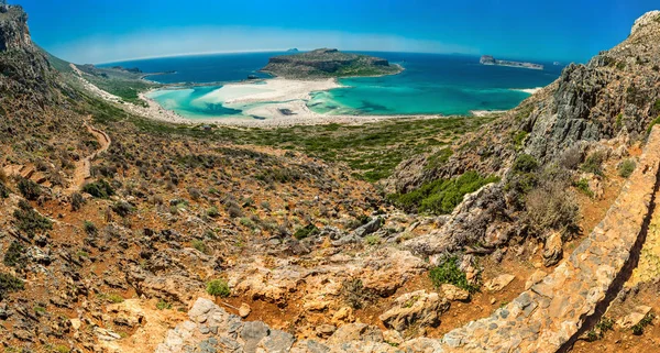 Yunanistan, Girit Balos plaj. Panorama tepesi yüksek noktadan — Stok fotoğraf