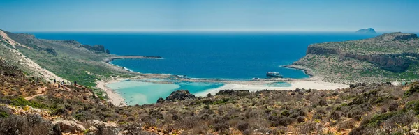 Yunanistan, Girit Balos plaj. Panorama tepesi yüksek noktadan — Stok fotoğraf