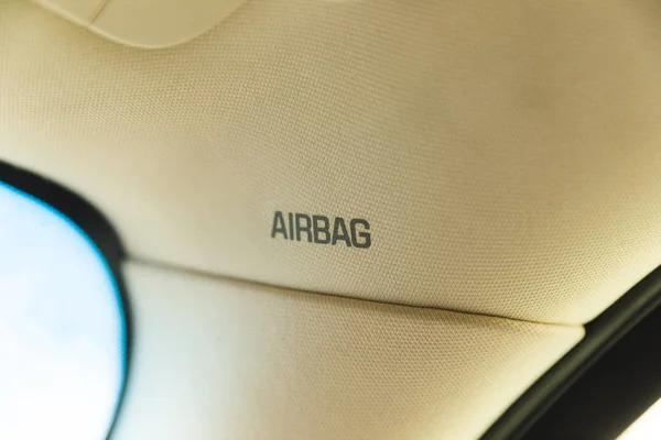 Airbag teken in voertuig interieur — Stockfoto