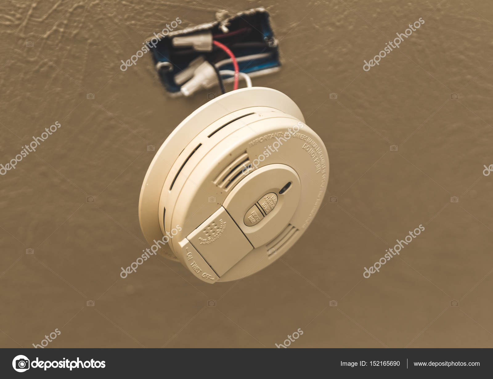 Home Smoke Detector Hanging From Ceiling — Stock Photo ...