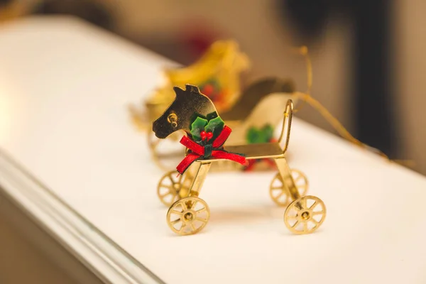 Gold Horse Christmas Tree Ornament — Stock Photo, Image