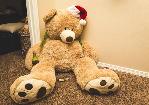 Large Stuffed Christmas Teddy Bear — Stock Photo, Image