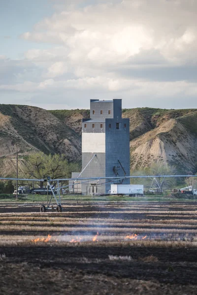Gewassen verbranden in de buurt van Grainery — Stockfoto