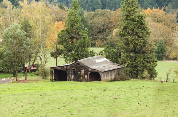 Stary budynek gospodarstwa w zielony krajobraz — Zdjęcie stockowe
