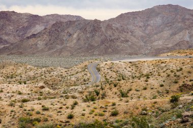 Dağ manzarası ile Curvy yol çöl
